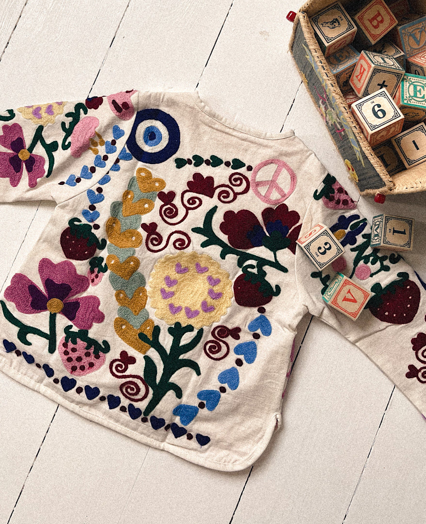 Sissel Edelbo Jakke Mini Maggie Suzani Embroidery White Rose