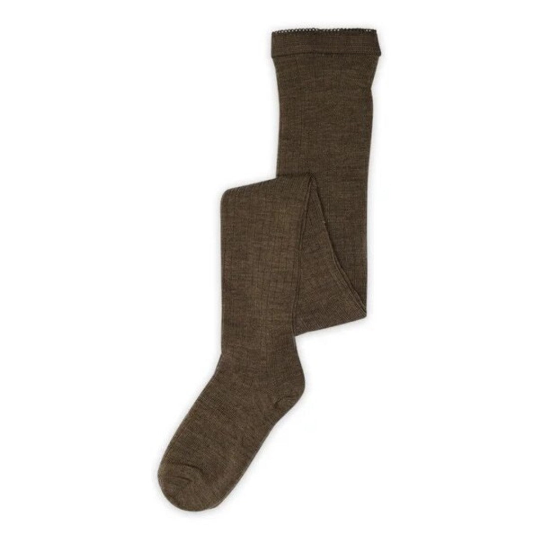 MP Denmark Strømpebukser Uld Rib Brun Melange