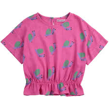 Bobo Choses Funny Snail All Over Woven Blouse Fuchsia