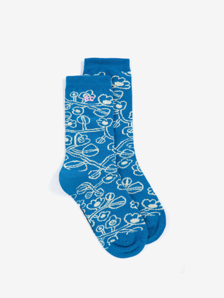 Bobo Choses Strømper Sketchy Flowers Light Blue