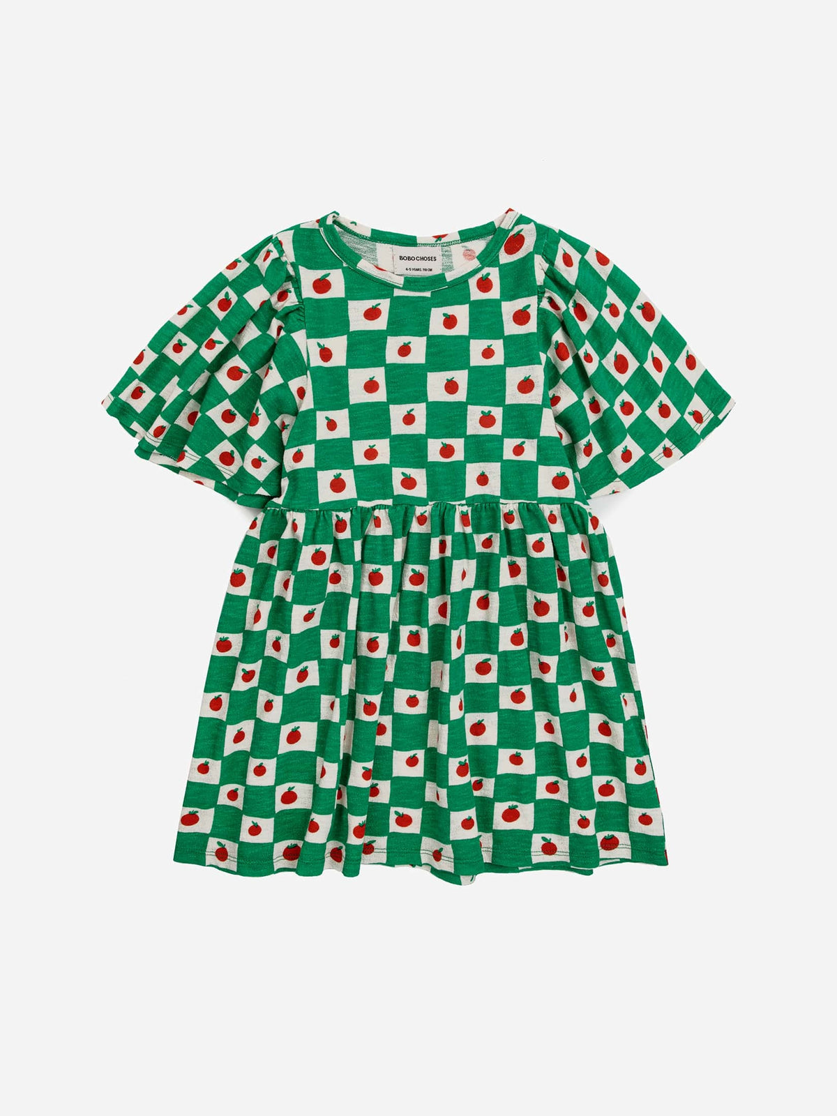 Bobo Choses Tomato All Over Ruffle Sleeves Dress Offwhite