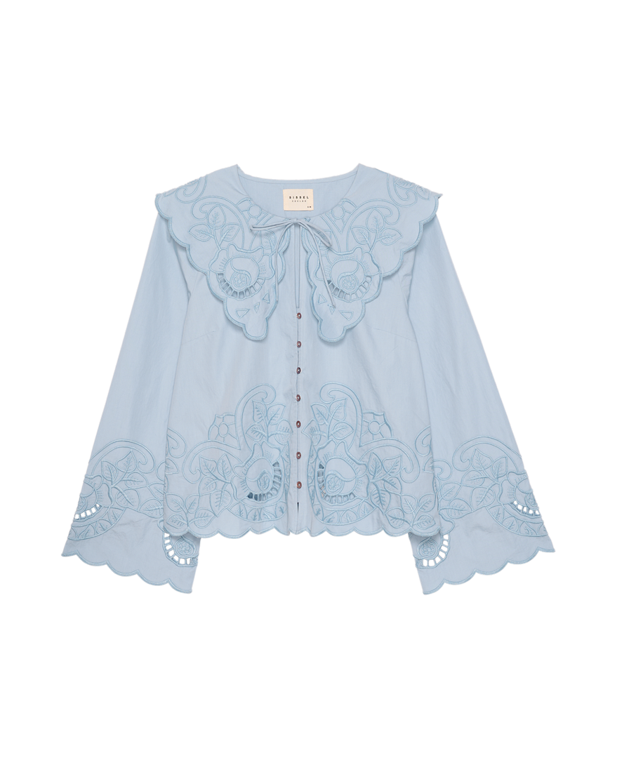 Sissel Edelbo Bluse Cameron Økologisk Bomuld Soft Blue