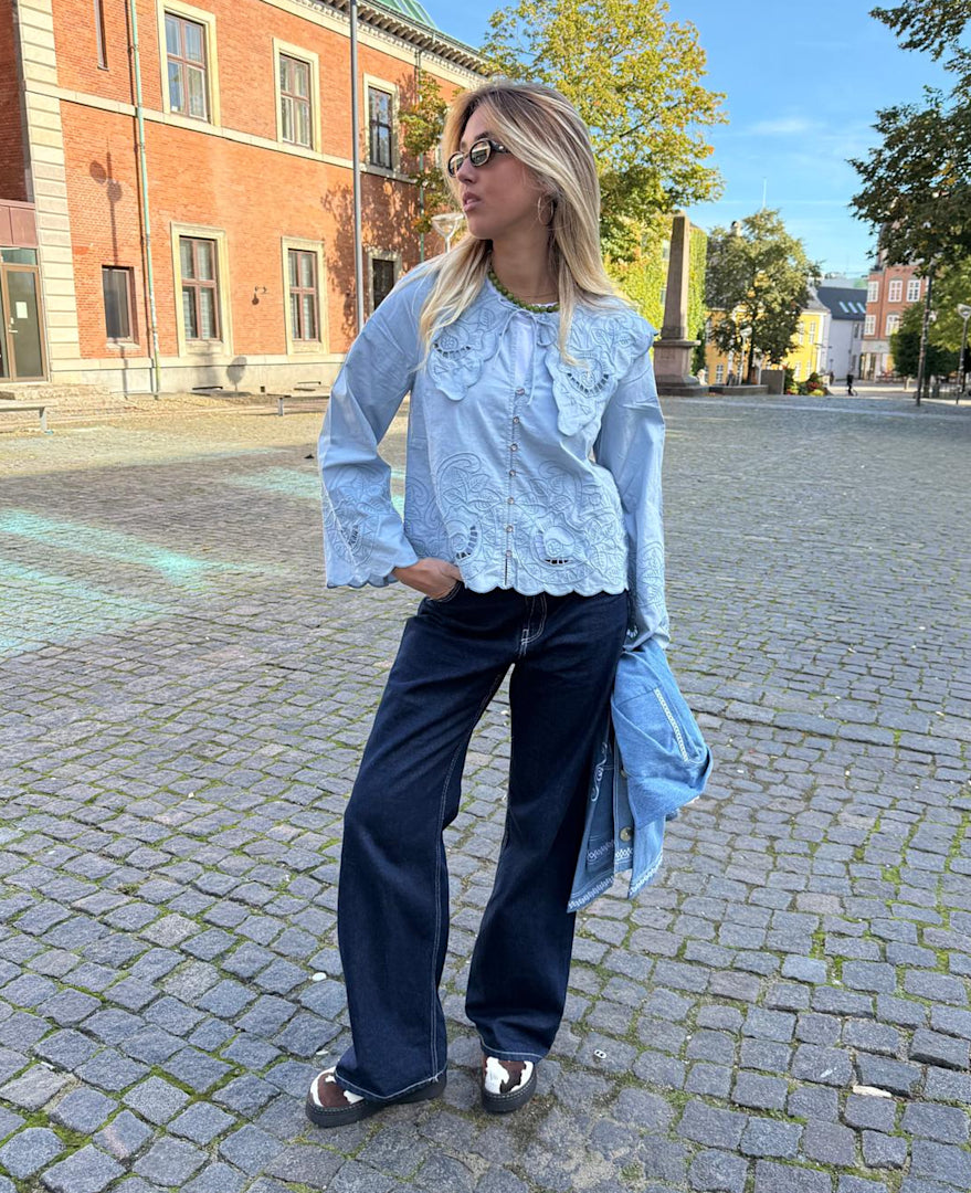 Sissel Edelbo Bluse Cameron Økologisk Bomuld Soft Blue