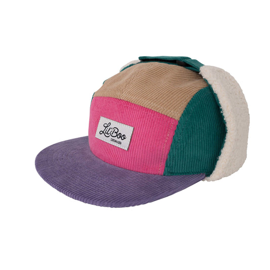 Lil' Boo Kaskat Fløjl Block Retro Pink Green Purple