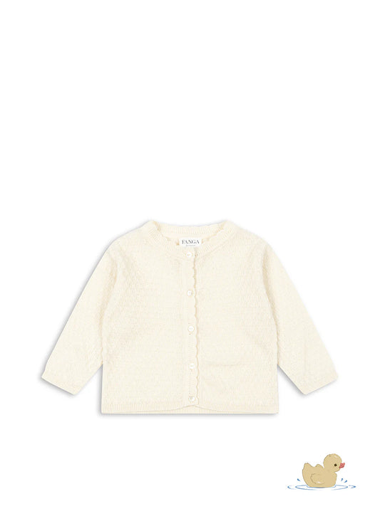 FANGA Cardigan Venti Pointelle GOTS Antique White