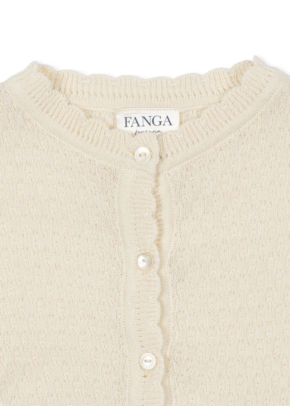 FANGA Cardigan Venti Pointelle GOTS Antique White