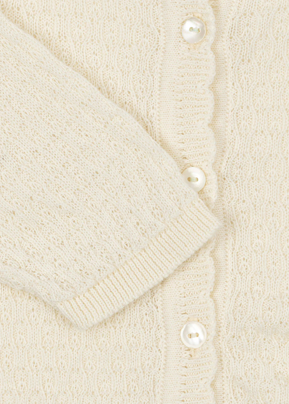 FANGA Cardigan Venti Pointelle GOTS Antique White