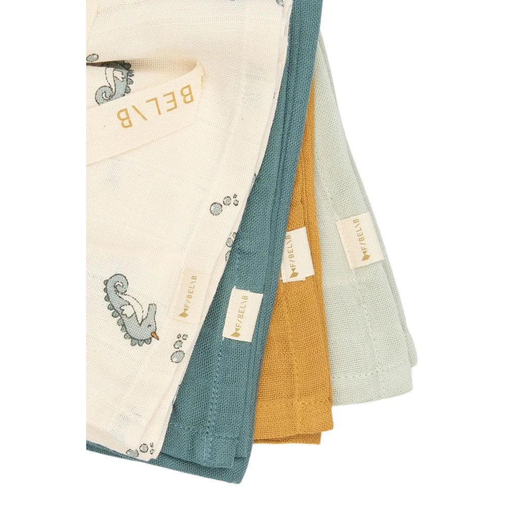 Fabelab Stofbleer Muslin 4 stk. Under The Sea Goblin Blue