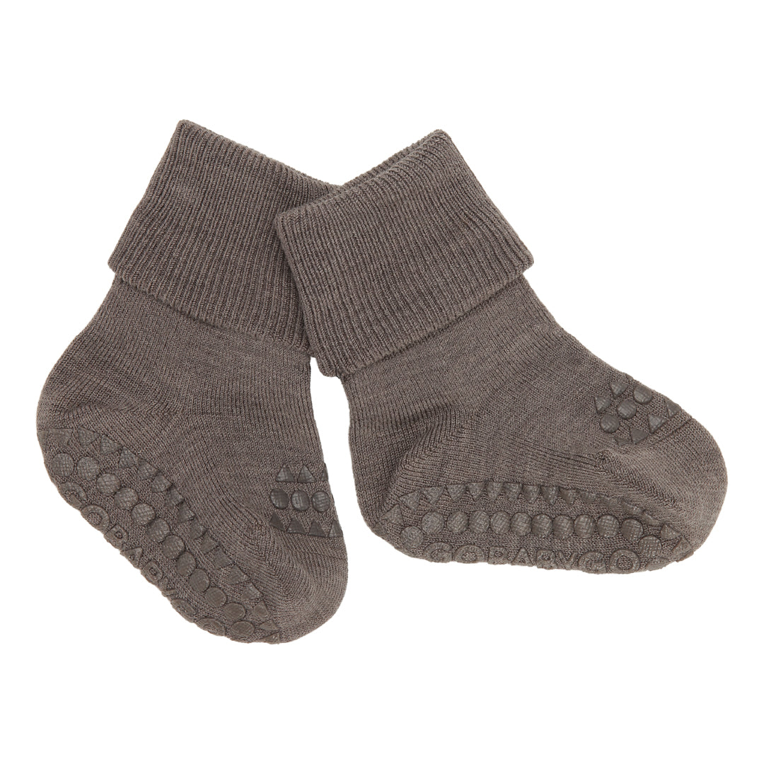 GoBabyGo Skridsikre Strømper Merino Uld Brown Melange