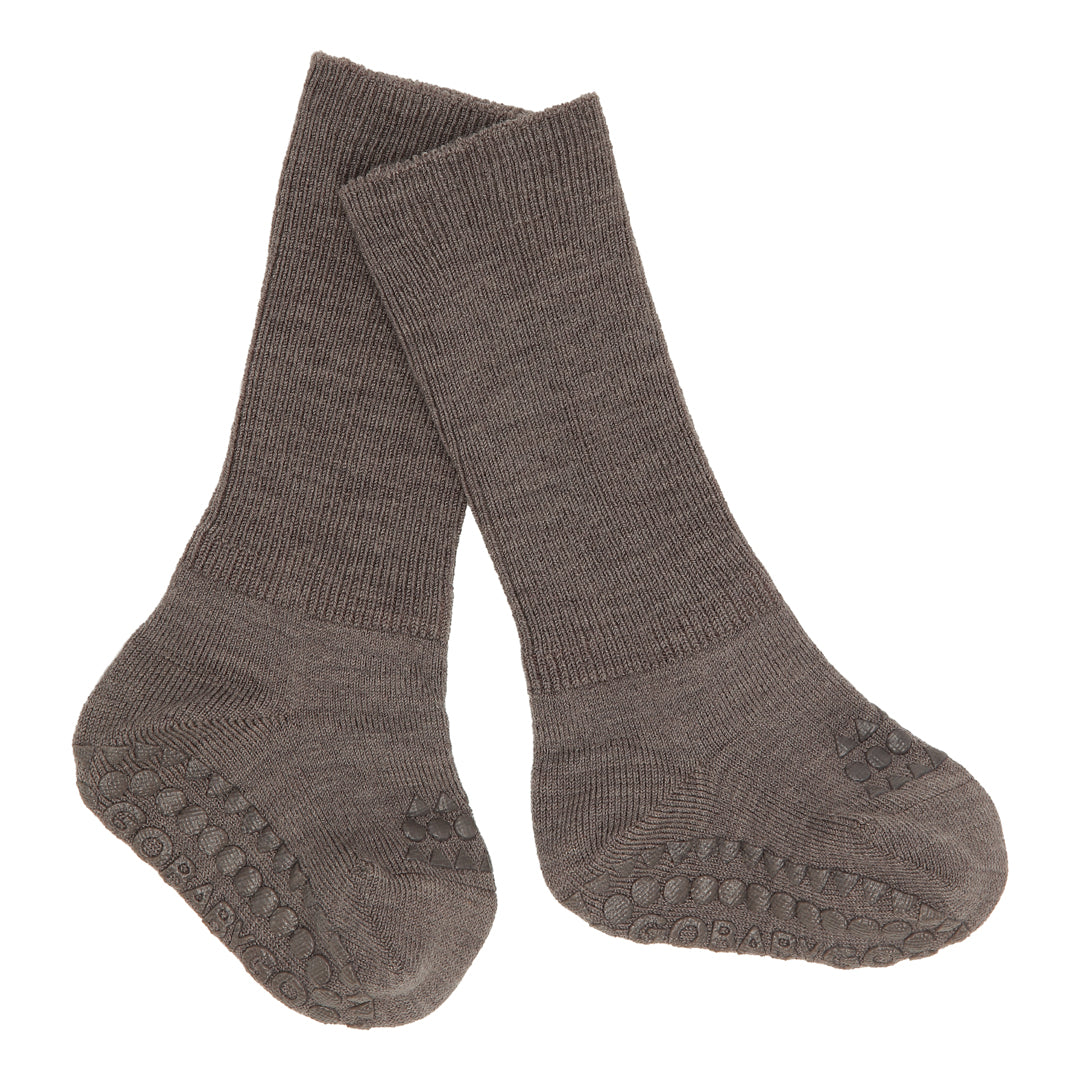 GoBabyGo Skridsikre Strømper Merino Uld Brown Melange