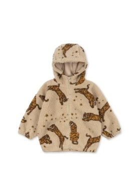 Konges Sløjd Fleece Trøje m. Lynlås og Hætte Jody Tiger