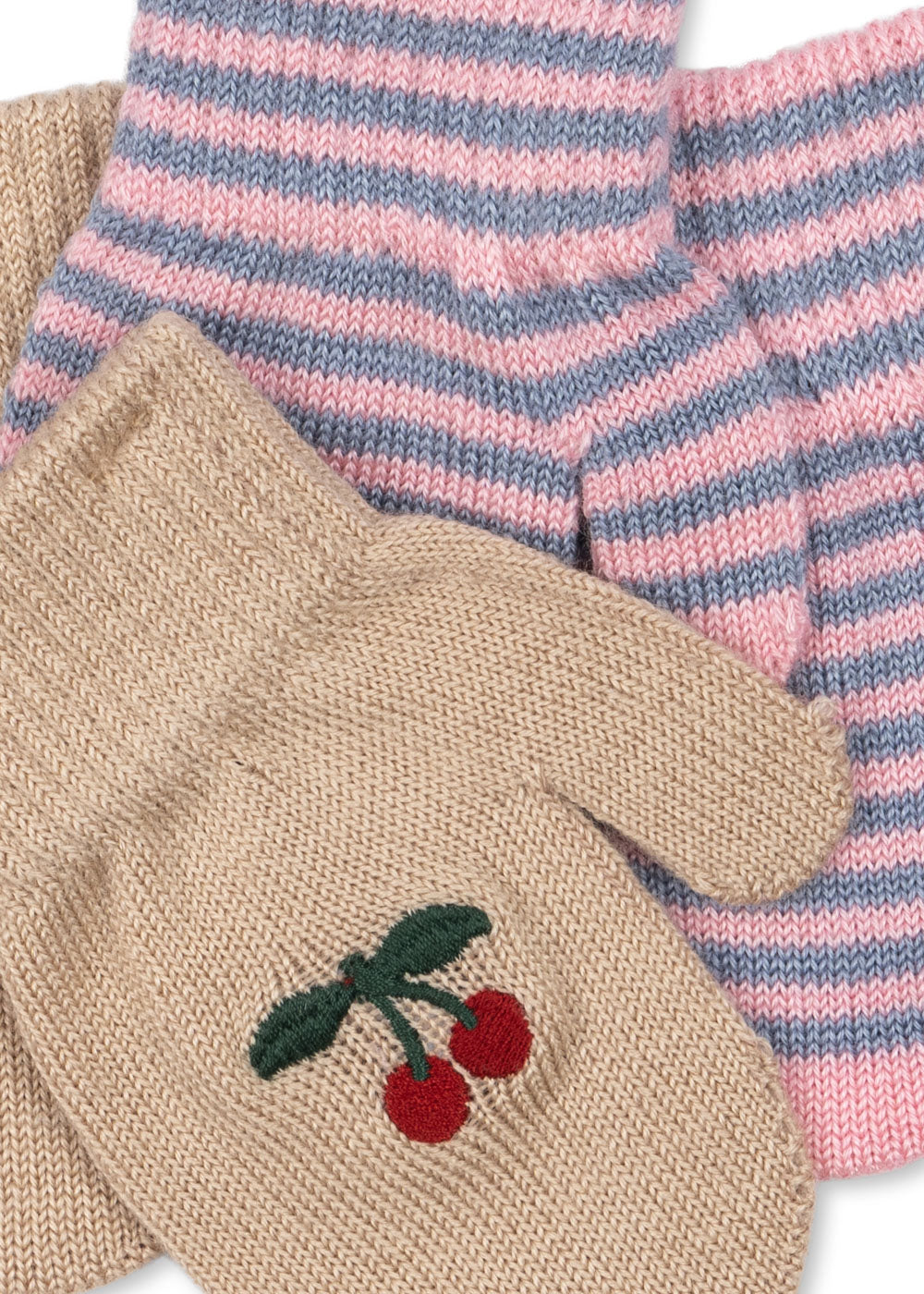 Konges Sløjd Handsker Filla Cherry/Stripes 2 Pak