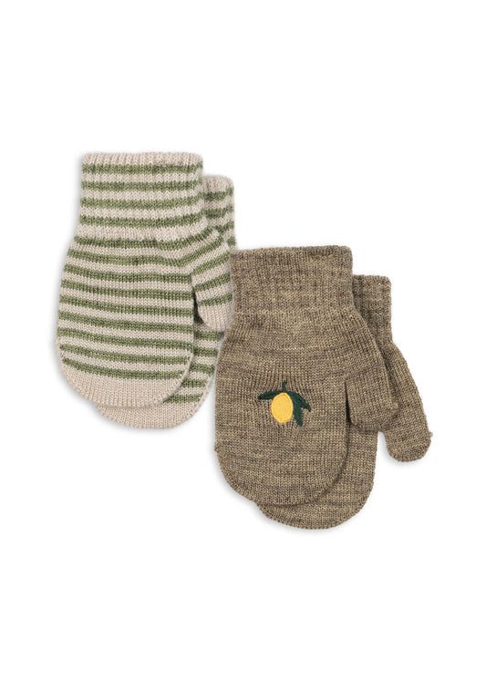 Konges Sløjd Handsker Filla Lemon/Stripes 2 Pak