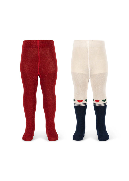 Konges Sløjd Strømpebukser Lurex Heart Mix 2 Pak