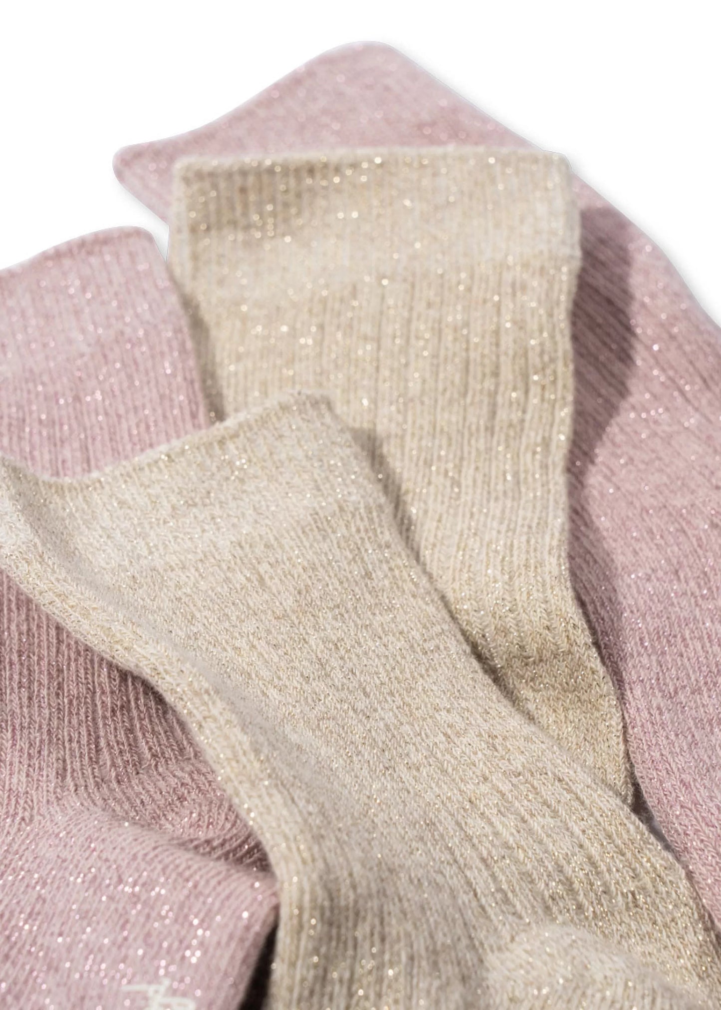 Konges Sløjd Strømper Rib Glitter Rose/Off White 2 Pak
