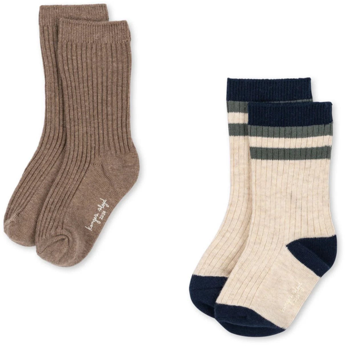 Konges Sløjd Strømper Rib Navy Stripe 2 Pak