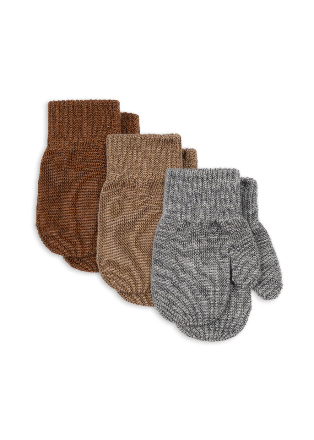Konges Sløjd Vanter Filla Grey Melange/Beige/Brown 3 Pak