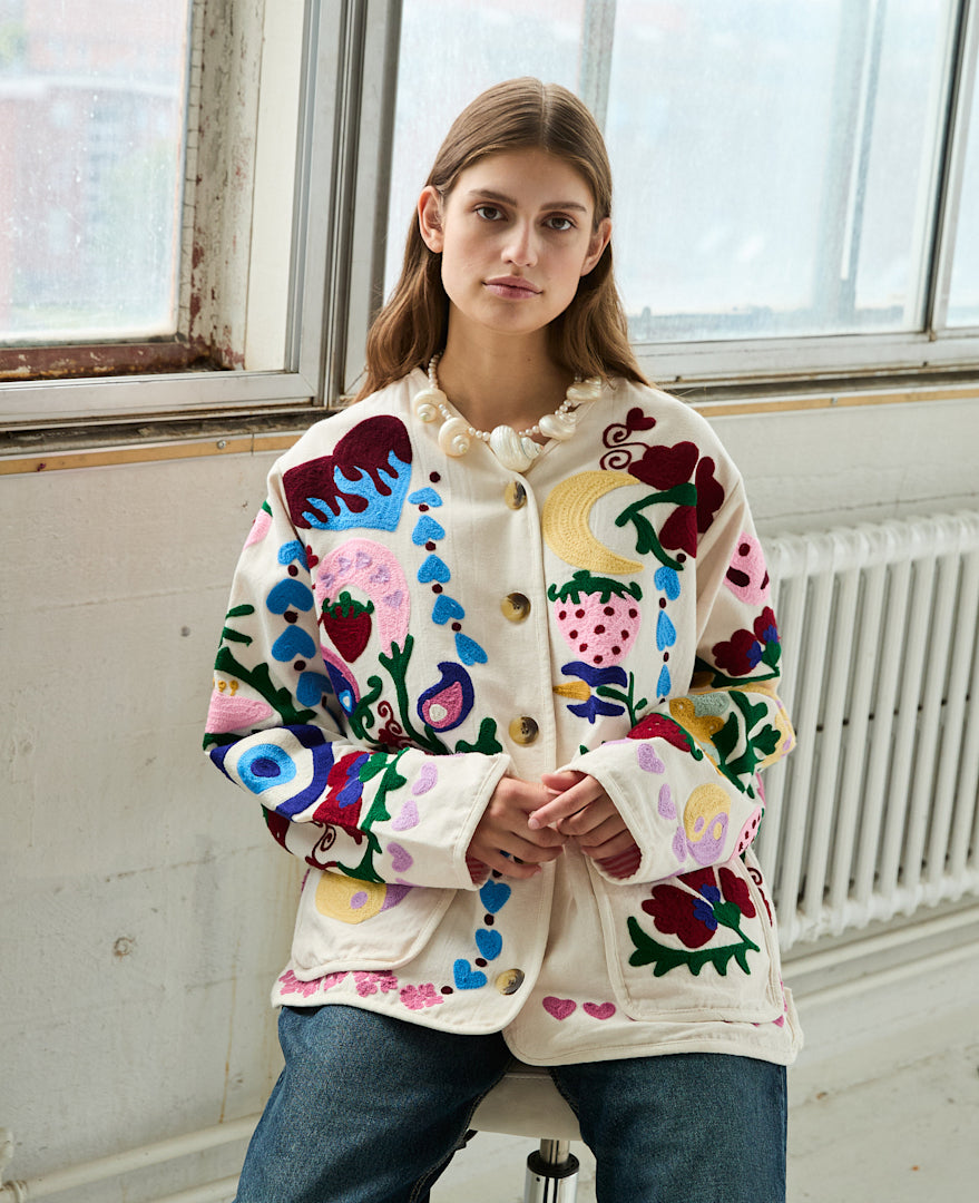 Sissel Edelbo Jakke Voksen Maggie Suzani Embroidery White Rose Onesize