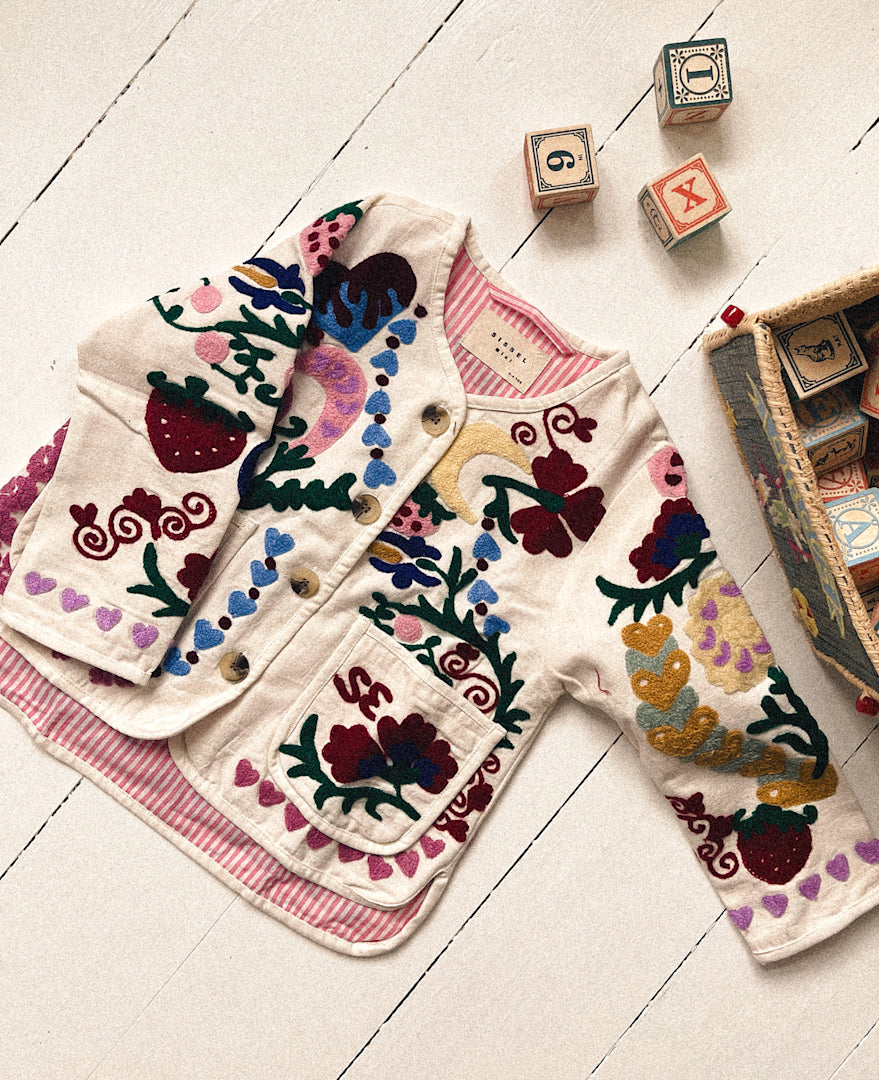 Sissel Edelbo Jakke Mini Maggie Suzani Embroidery White Rose