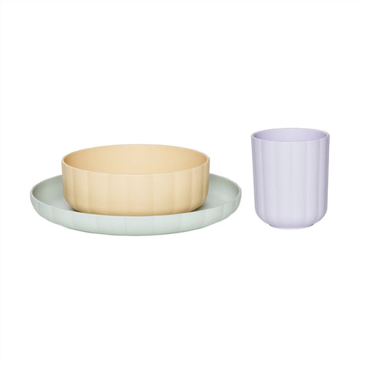 OYOY Spisesæt Pullo Tallerken Skål Kop Pale Mint Vanilla Lavender