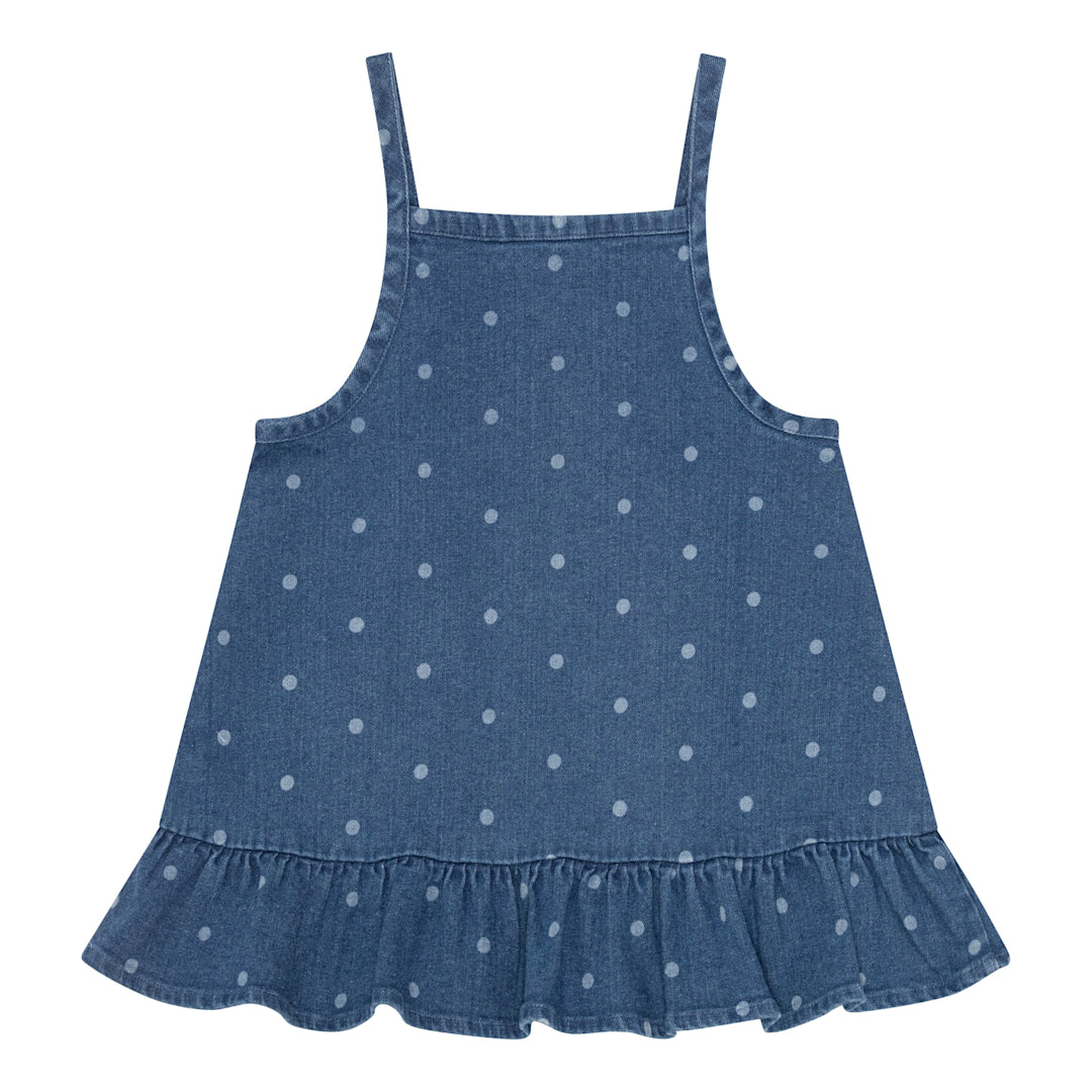 Okker-Gokker Kjole Denim Hvid Prik