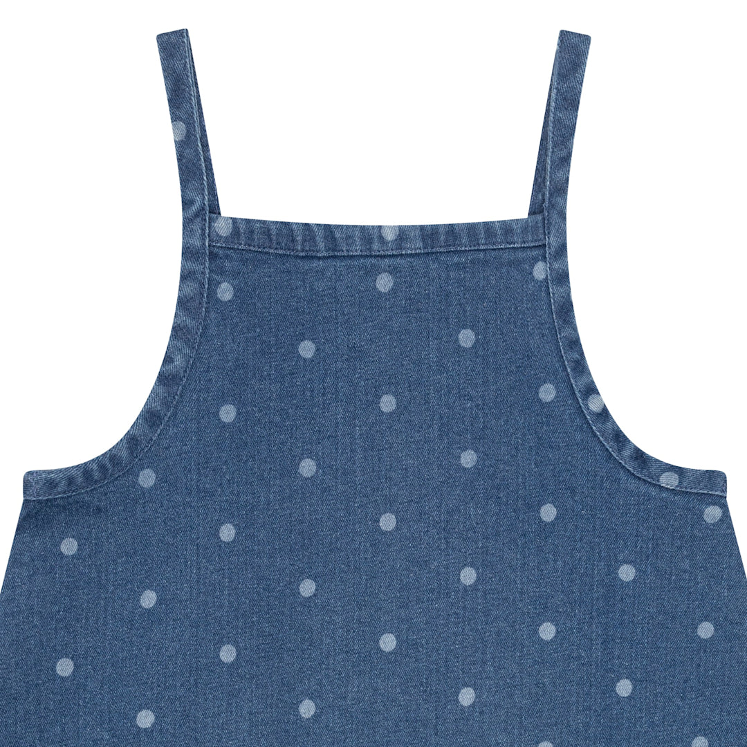 Okker-Gokker Kjole Denim Hvid Prik