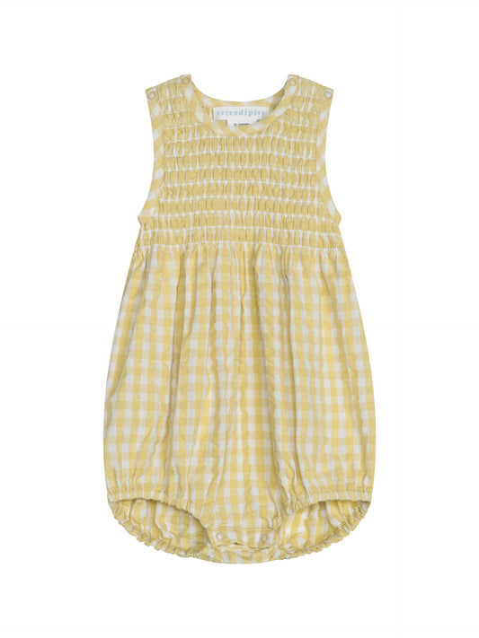 Serendipity Dragt Baby Smock Light Woven Lemon Checks