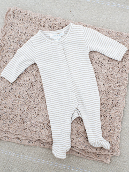 Serendipity Dragt Med Fødder Nyfødt Rib Oat/Off White