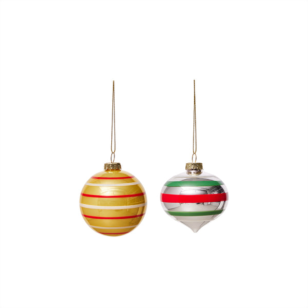 OYOY Vintage Christmas Glass Ornament Pack of 2
