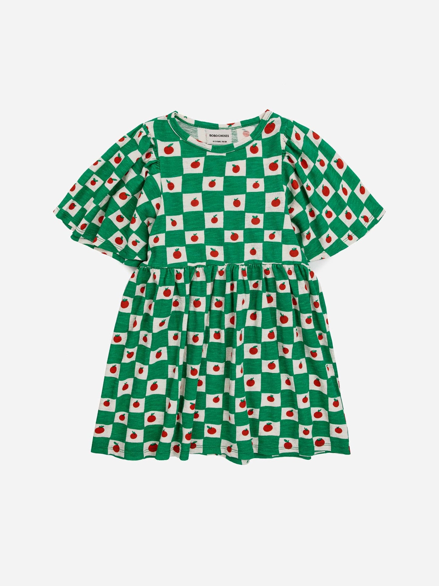 Bobo Choses Tomato All Over Ruffle Sleeves Dress Offwhite